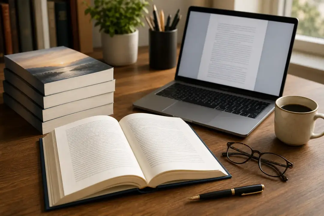How to publish a book - publishing process flat lay